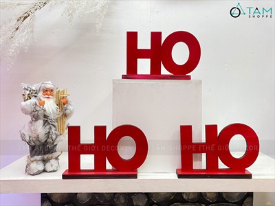 Chữ gỗ HO HO HO Decor Noel vui nhộn C17cm [Độc đáo] CHU-GO-19